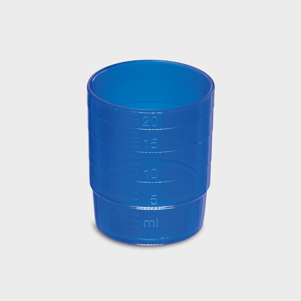 melipul MEHRWEG-Medikamentenbecher, stapelbar, PP, 25ml, Pack 60 Stück, blau